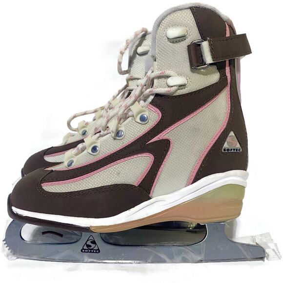 Jackson Softec Ice Skates Girls Size 6 White Brown Gray and Pink - Picture 1 of 8
